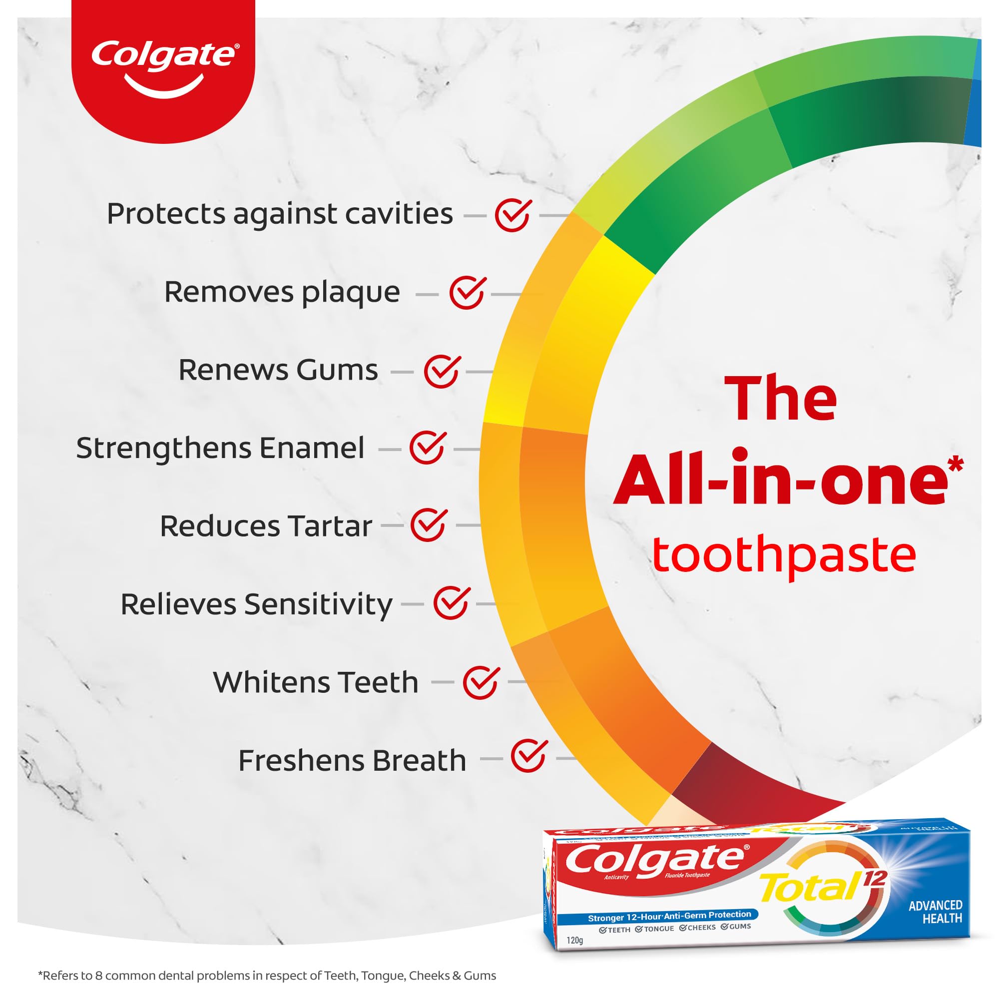 Colgate Total Whole Mouth Health, Antibacterial Toothpaste, 120gm (Advanced Health), World's No. 1* Germ-fighting Toothpaste – view 3