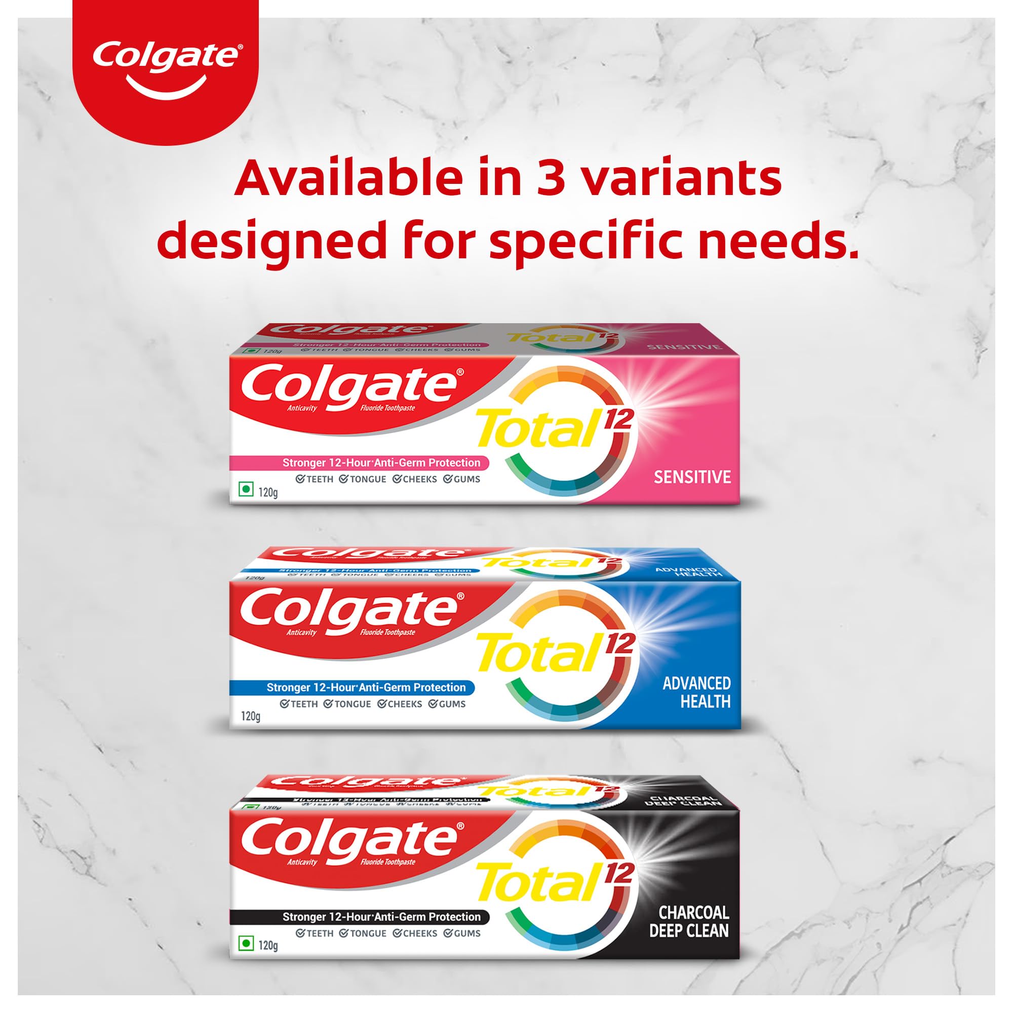 Colgate Total Whole Mouth Health, Antibacterial Toothpaste, 120gm (Advanced Health), World's No. 1* Germ-fighting Toothpaste – view 9