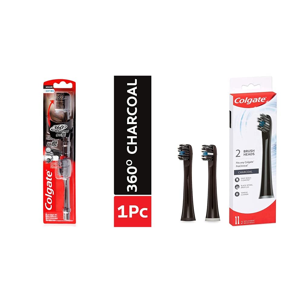 Multicolour Colgate charcoal refill heads with deep clean brush design