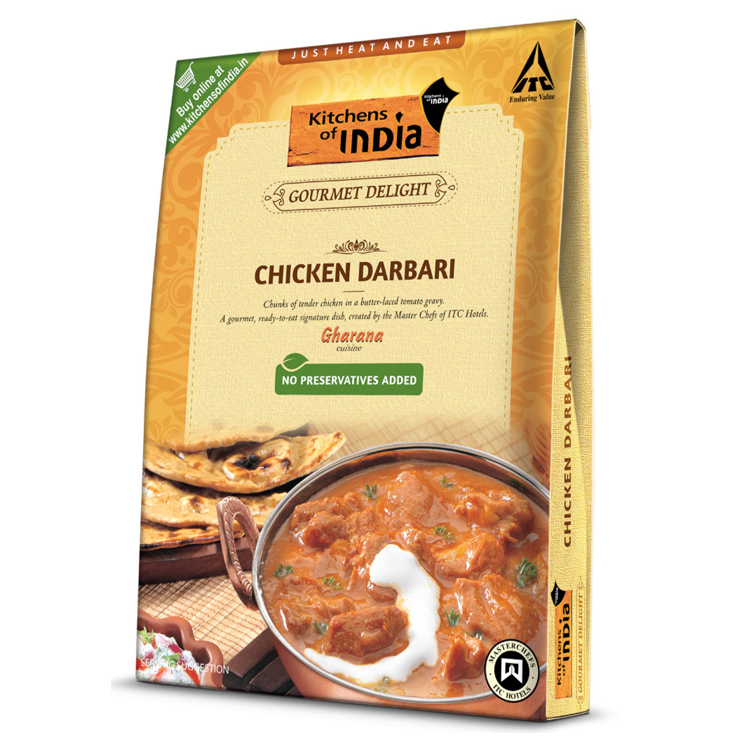 Kitchens of India Chicken Darbari ready meal carton with inner pouch