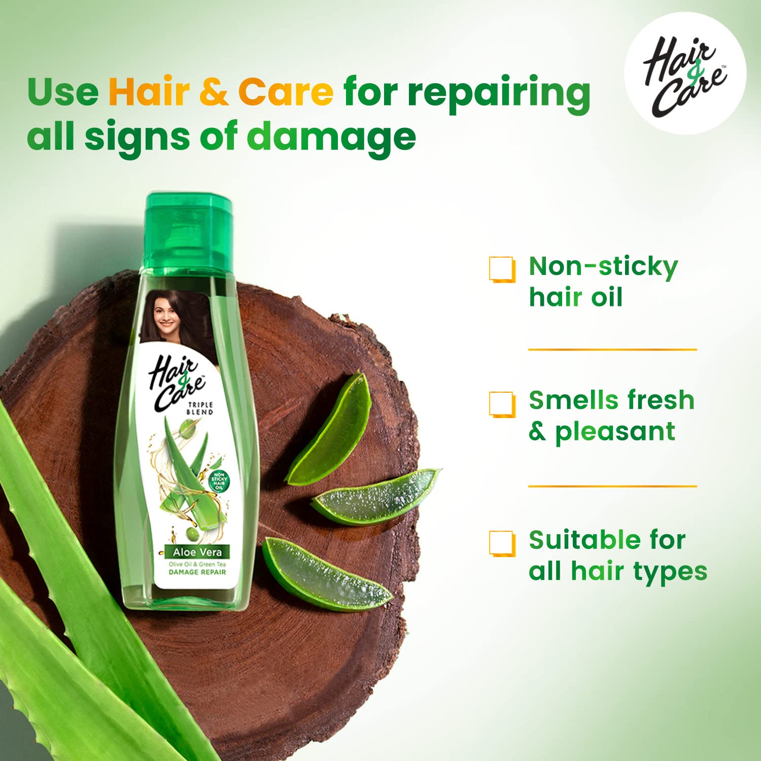 Hair & Care Damage Repair Non-Sticky Hair Oil with Aloe Vera, Olive Oil & Green Tea, 300 ml – view 6
