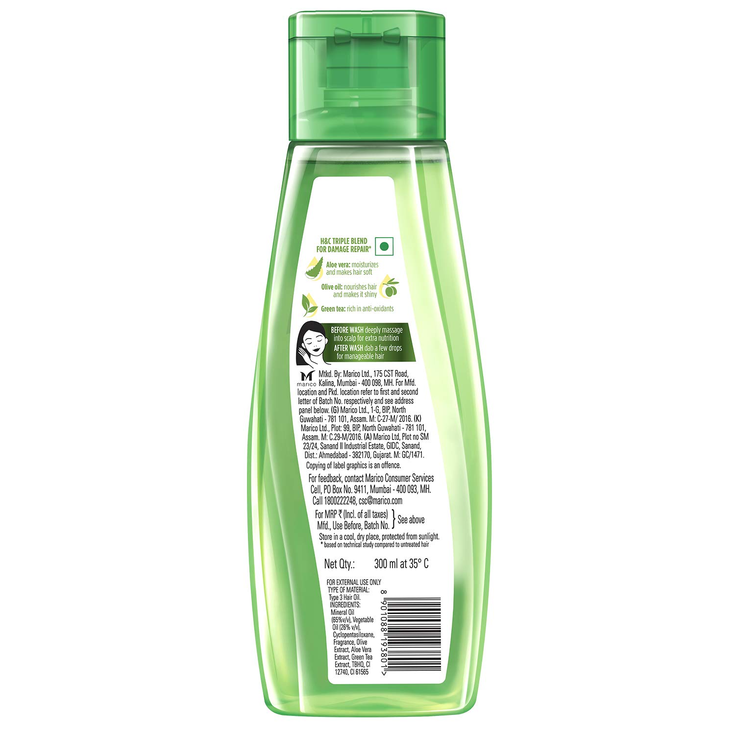 Hair & Care Damage Repair Non-Sticky Hair Oil with Aloe Vera, Olive Oil & Green Tea, 300 ml – view 7