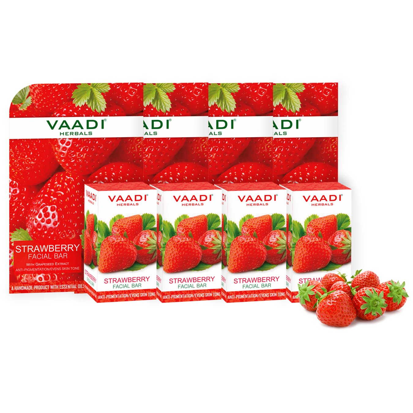 Pack of four Vaadi Herbals strawberry facial cleansing bars