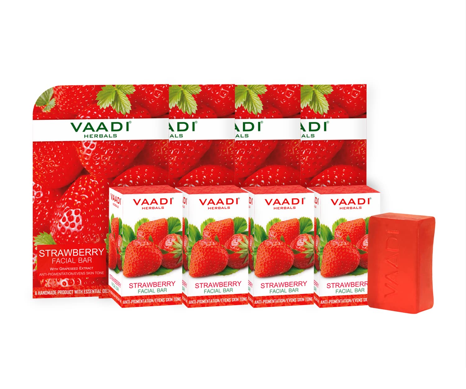 Vaadi Herbals Value Strawberry Facial Bars with Grape Seed Extract, 25gm x 4 – view 2