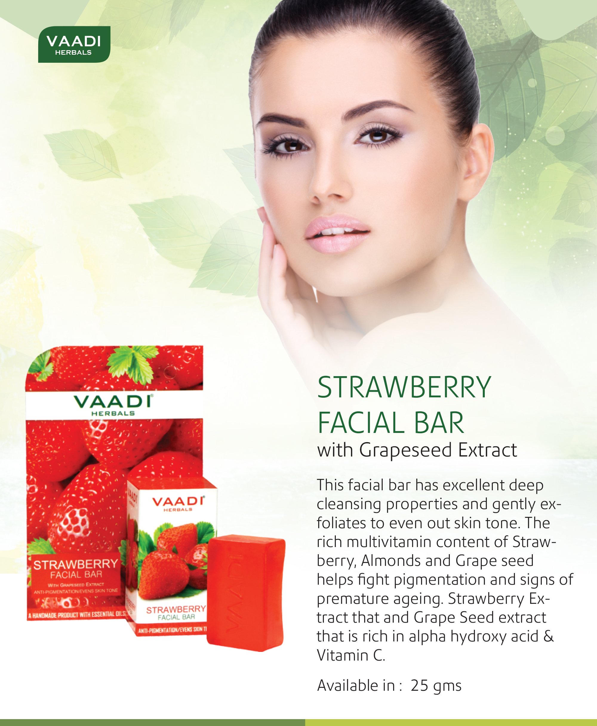 Vaadi Herbals Value Strawberry Facial Bars with Grape Seed Extract, 25gm x 4 – view 3