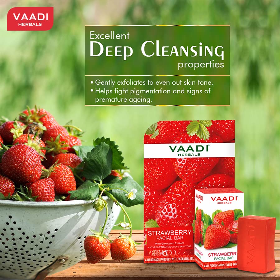 Vaadi Herbals Value Strawberry Facial Bars with Grape Seed Extract, 25gm x 4 – view 4