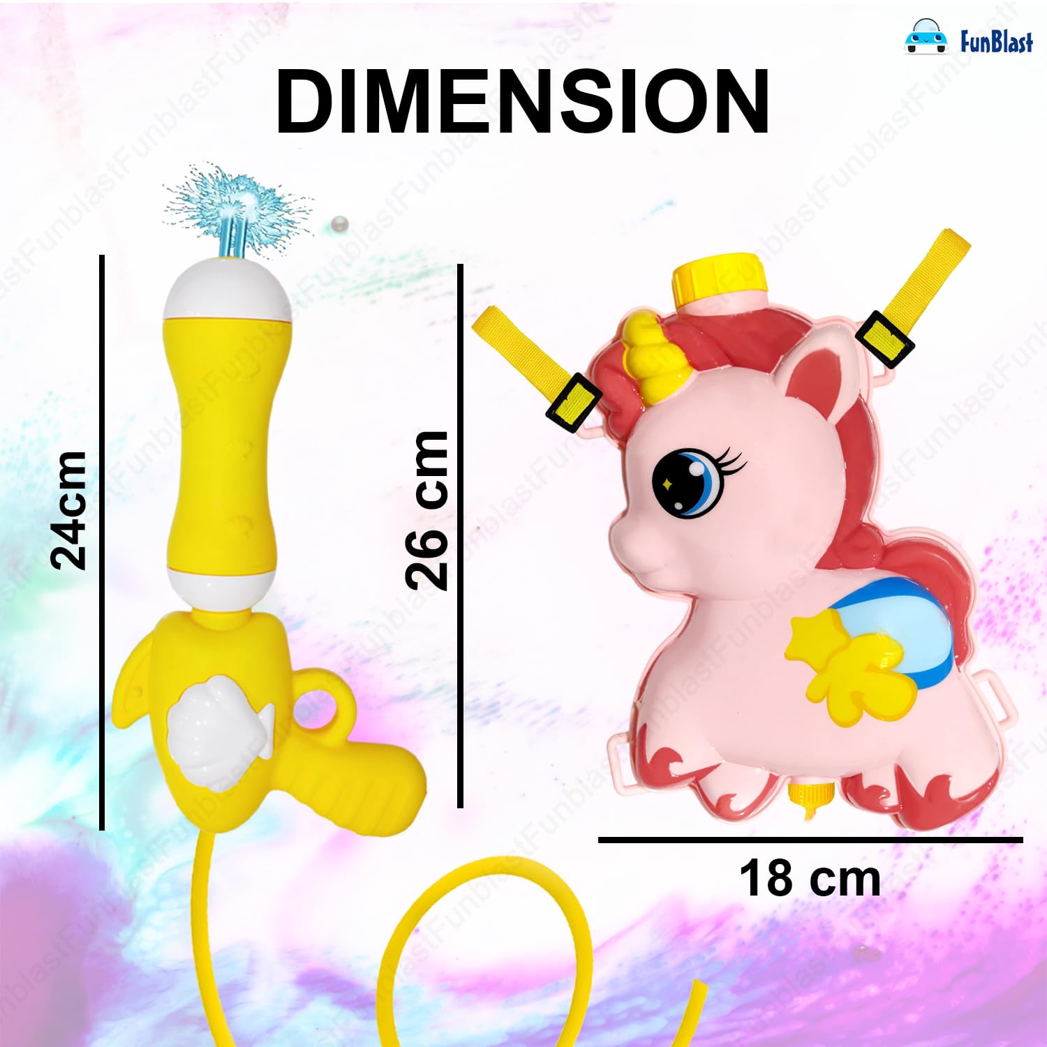 FunBlast Unicorn Holi Pichkari for Kids - High Pressure Water Gun Toy for Kids with Water Tank, Holi Gun, Pichkari Water Gun, Tank Capacity – view 3