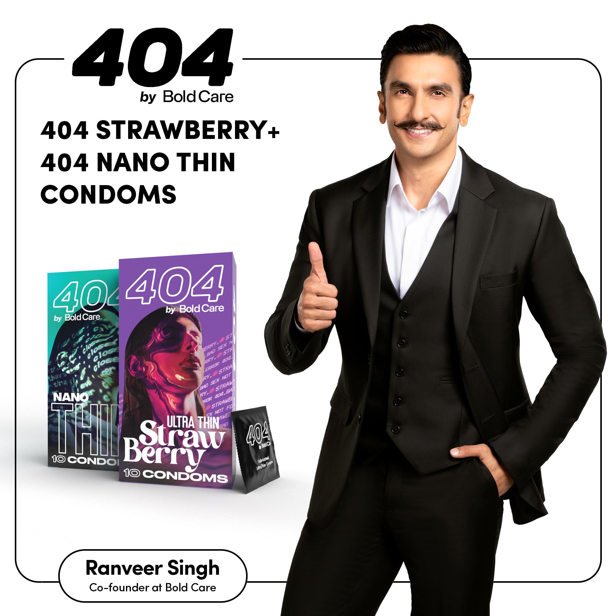 404 by Bold Care Super Ultra Thin Strawberry Flavored Condoms For Men (Strawberry + NTC) – view 2