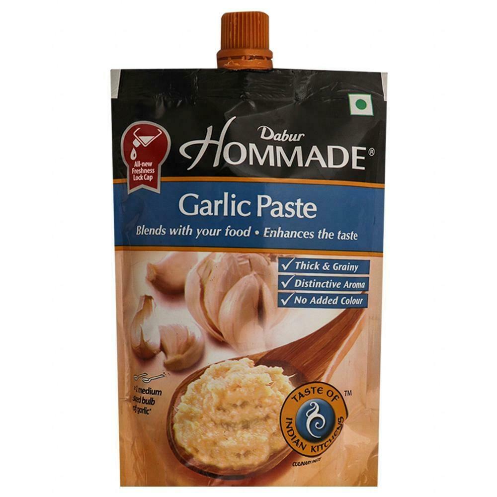 Front pack of Dabur Hommade ready-to-use ginger garlic paste