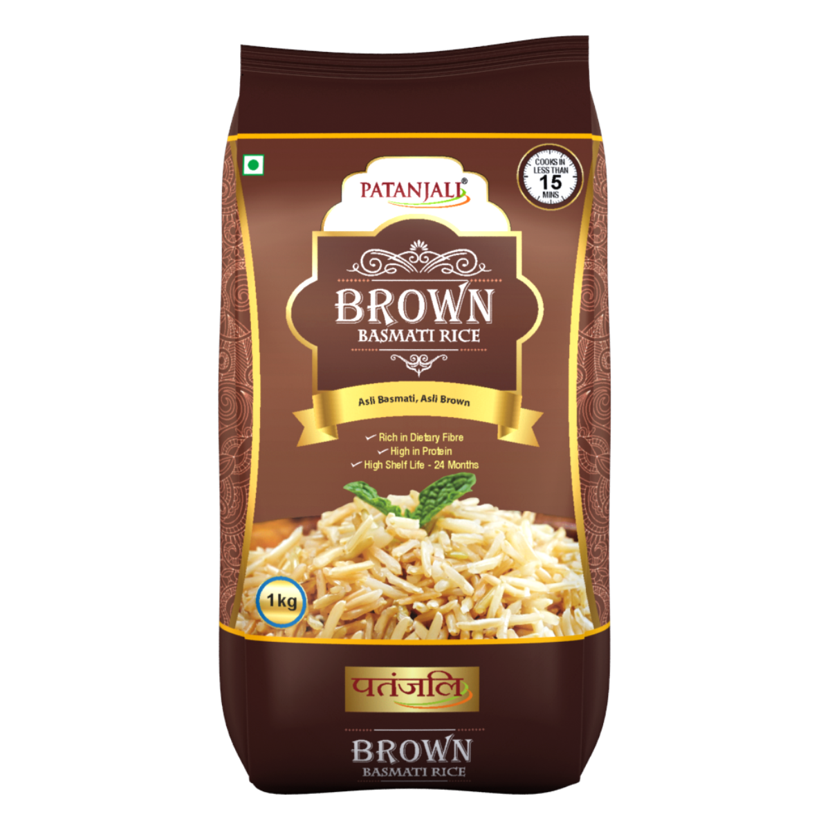 Patanjali Brown Rice Sona Masoori 1 kg – view 1