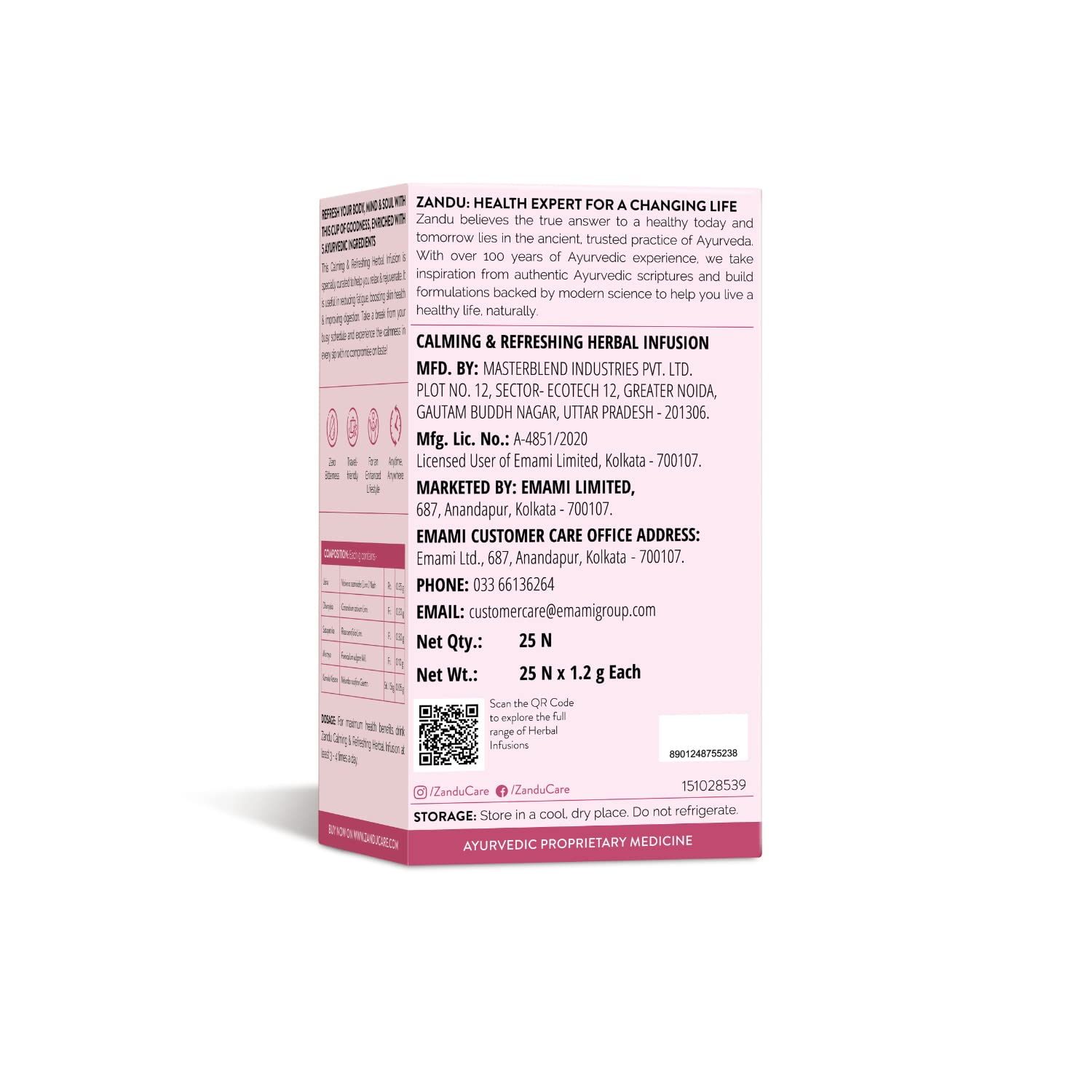 Zandu Calming & Refreshing Herbal Infusion: 1st Ayurvedic Iced Herbal Tea With Taste & Health Benefits – view 2