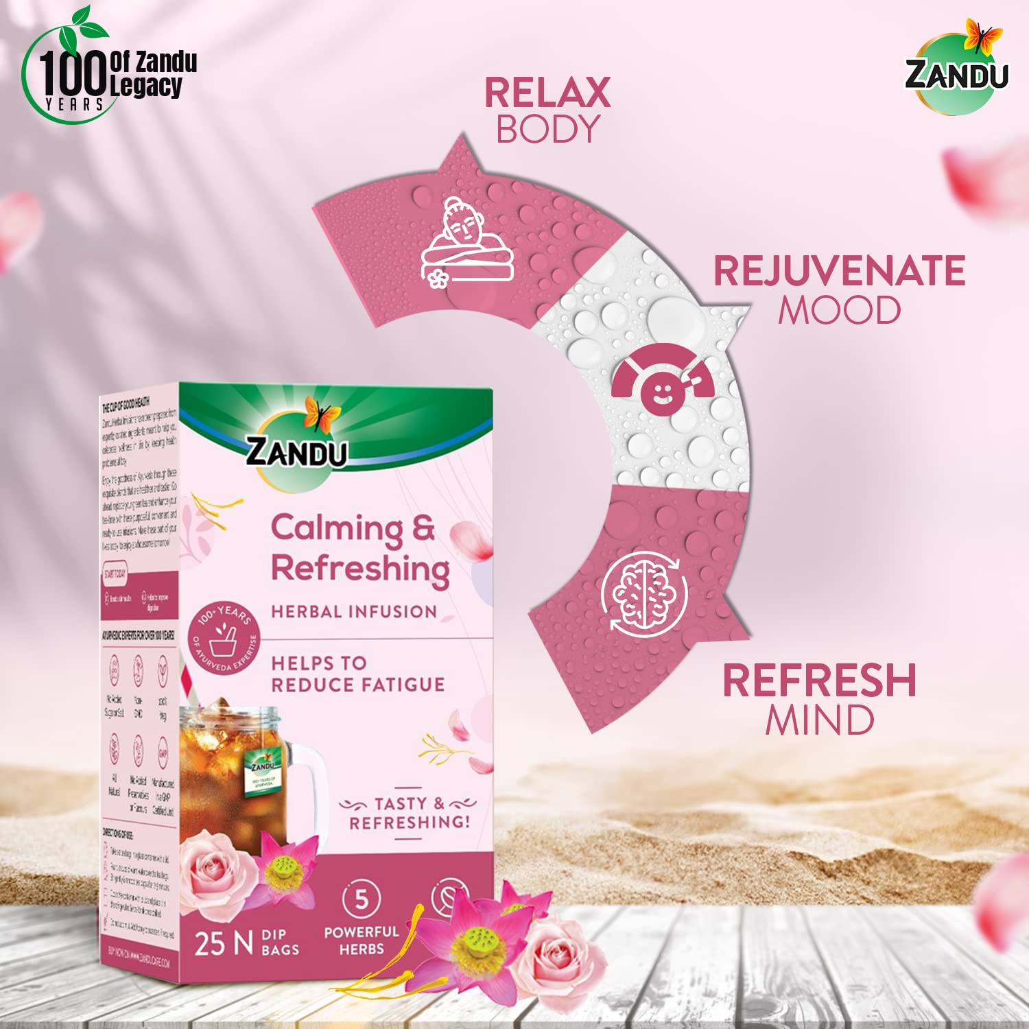 Zandu Calming & Refreshing Herbal Infusion: 1st Ayurvedic Iced Herbal Tea With Taste & Health Benefits – view 4