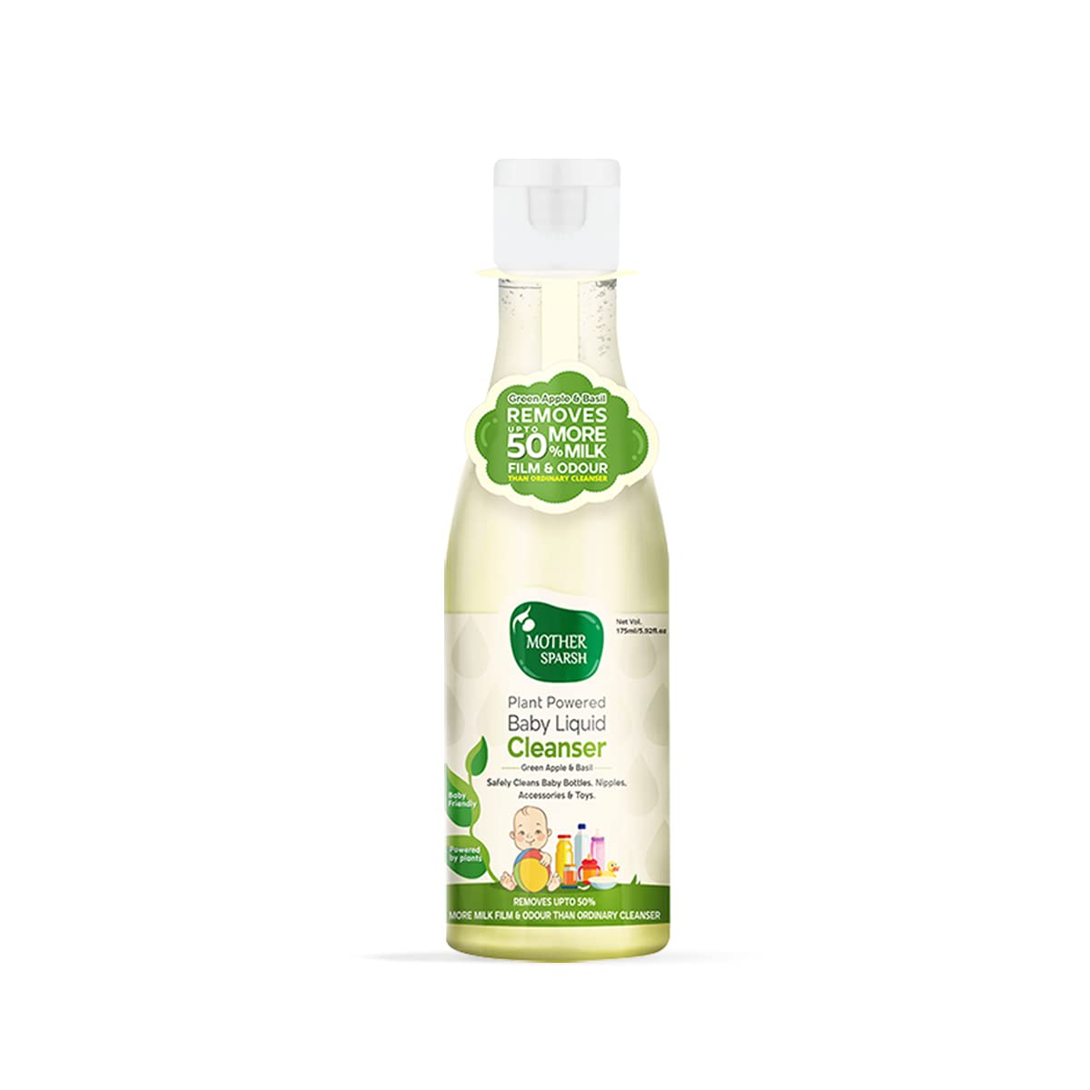 Mother Sparsh Plant Powered Baby Liquid Detergent Refill Pack 500ml With Natural Baby Liquid Bottle Cleanser 175ml – view 5