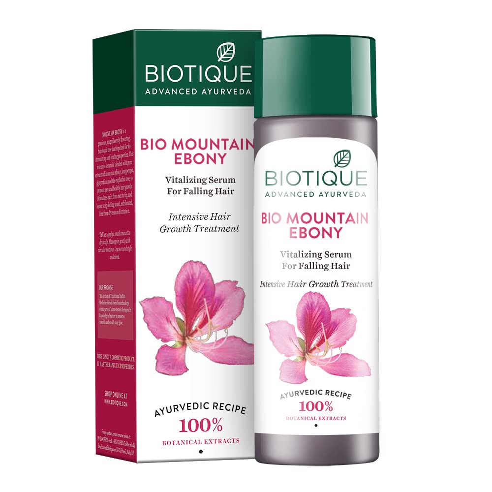 Biotique Bio Mountain Ebony hair serum bottle, 120 ml