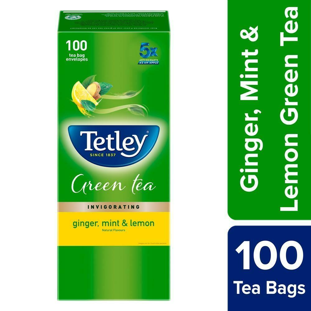 Tetley Ginger, Mint And Lemon Green Tea Bags 100 Pcs