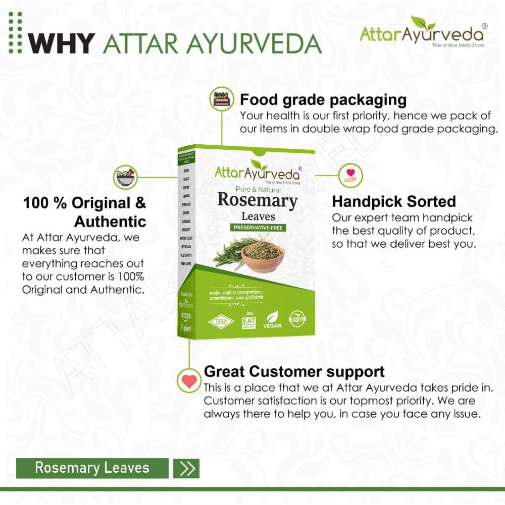 Attar Ayurveda Natural Rosemary leaves for Hair growth 100 grams – view 6