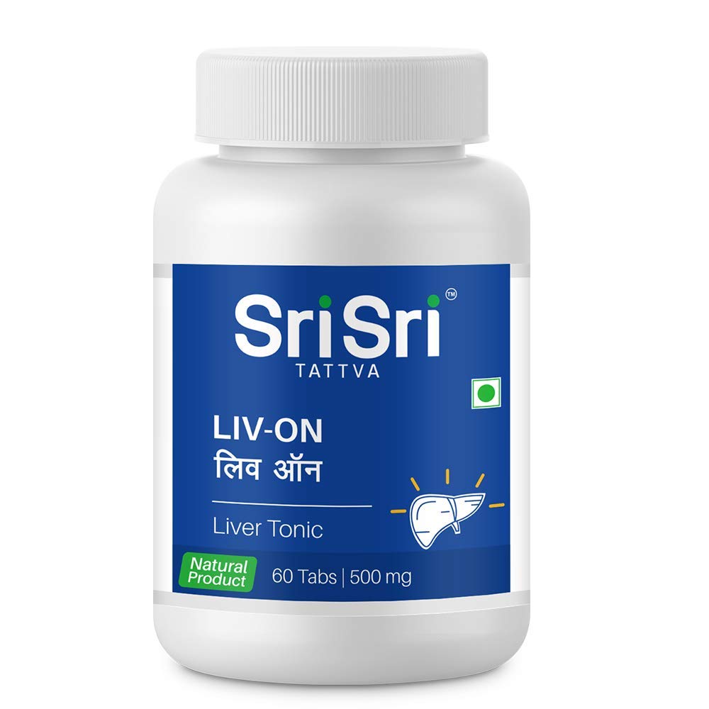 Sri Sri TATTVA Liv-On digestive tablets bottle packaging front angle