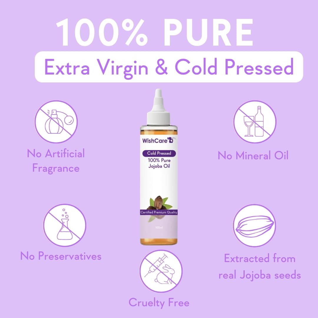 WishCare Pure Cold Pressed Natural Unrefined Jojoba Oil - Moisturizer for Skin, Hair and Nails - 100 Ml – view 3