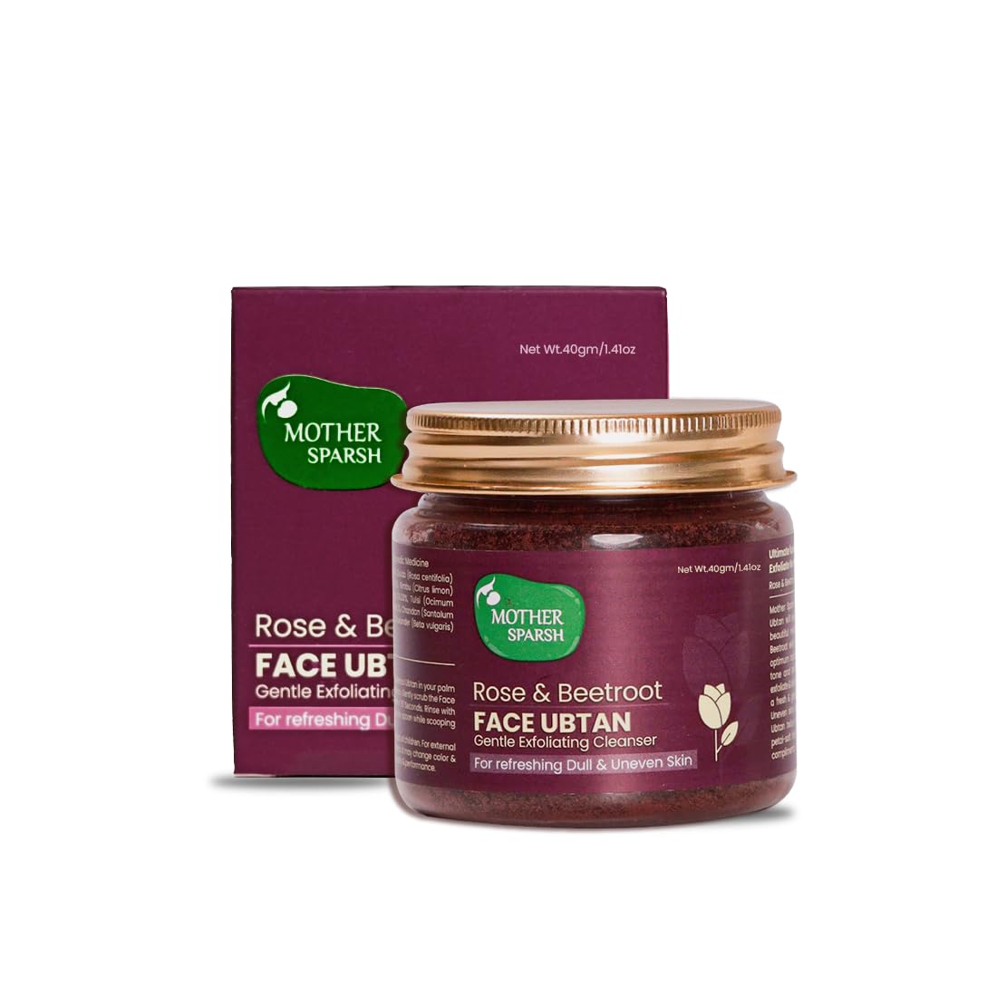 Rose and beetroot ubtan face pack powder in 40 g jar