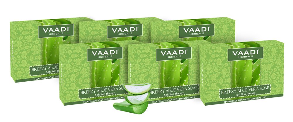 Vaadi Herbals Super Breezy aloe vera soap six bar pack