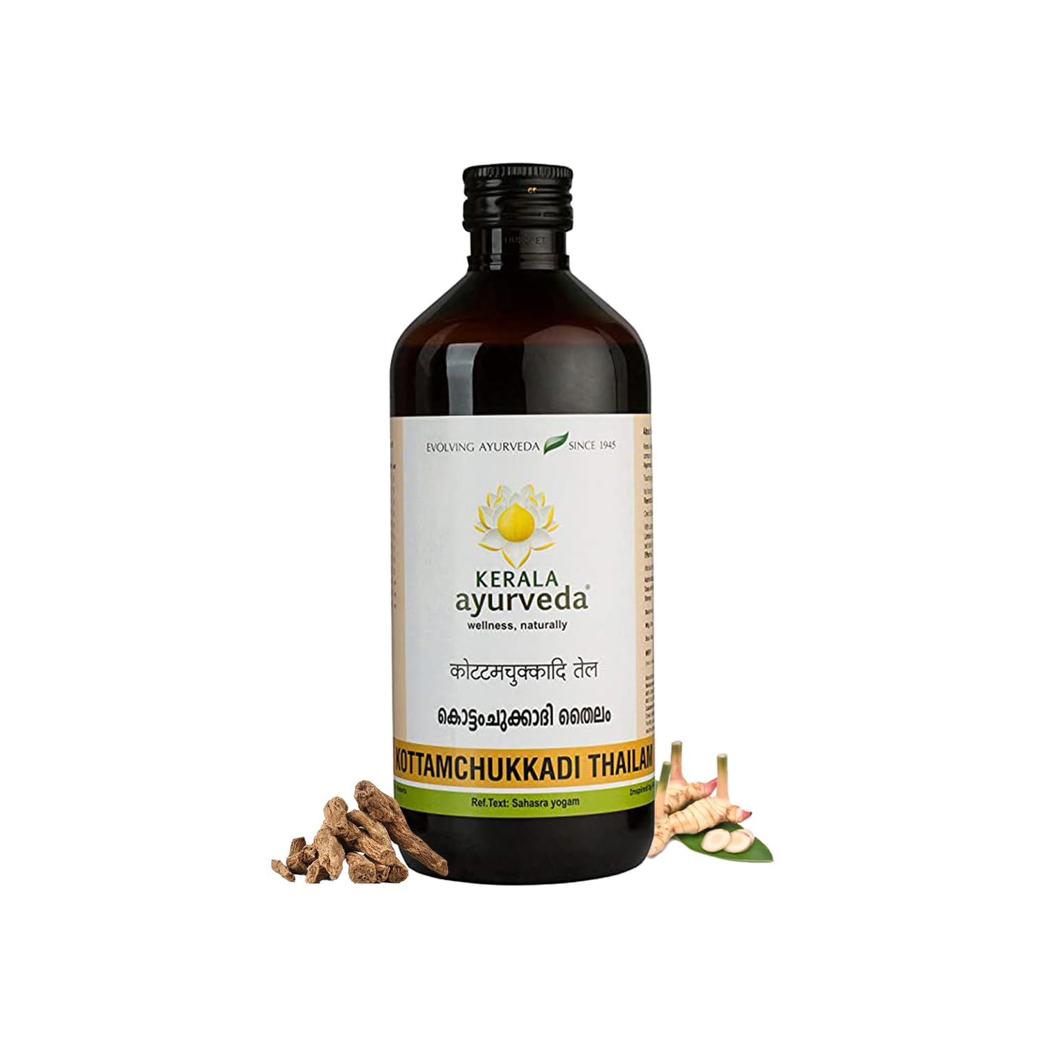 Bottle of Kerala Ayurveda Kottamchukkadi Thailam 450 ml massage oil
