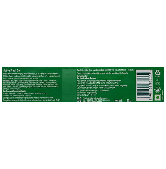 Himalaya Active Fresh Gel Saunf & Mint 80gm Herbal Toothpaste for Fresh Breath, Healthy Gums & Cavity Protection – view 3