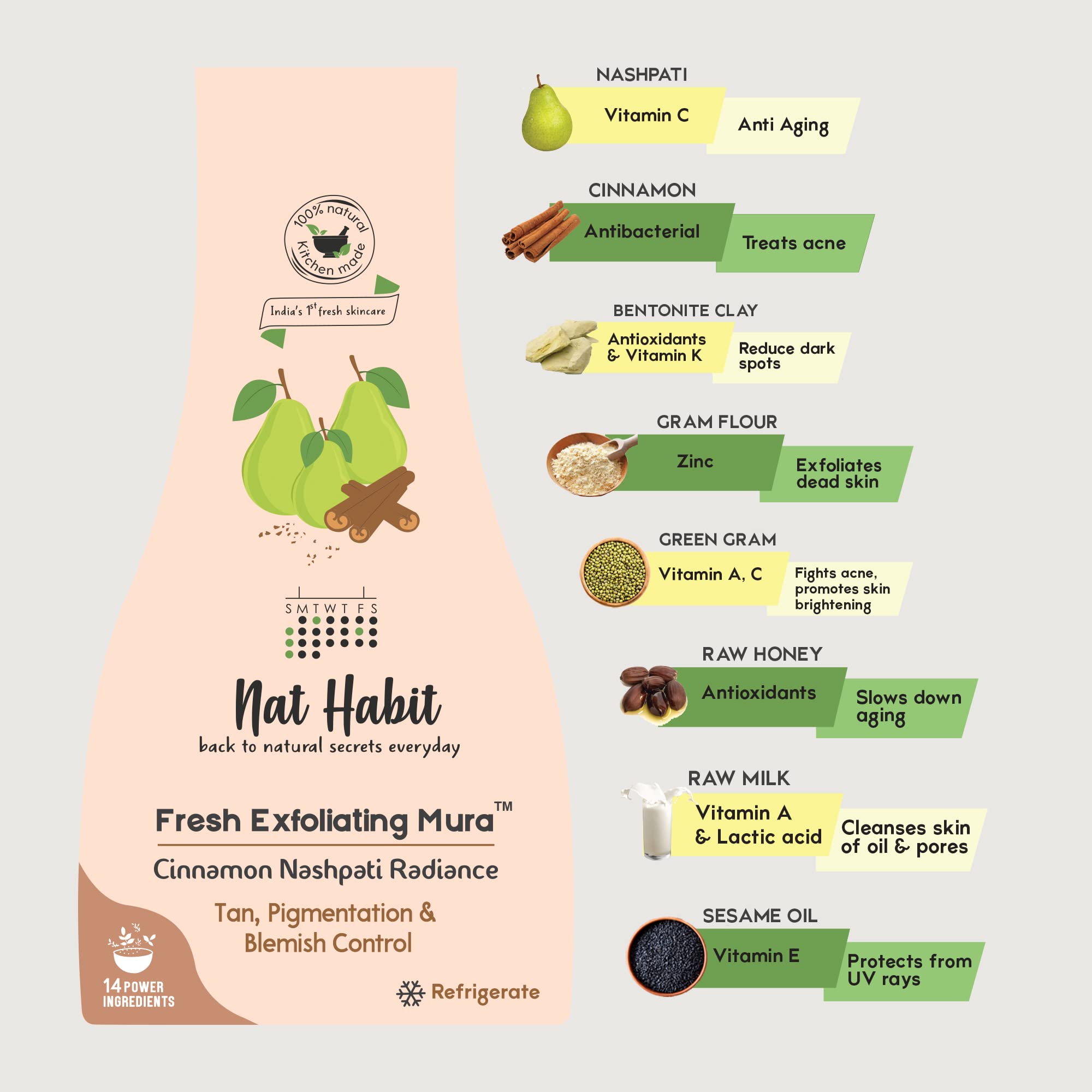 Nat Habit Face Scrub Cinnamon Nashpati Radiance Exfoliating Mura For Tan, Deep Cleansing, Pigmentation & Blemish Control, Chemical Free (Pack of 2 x 25 gm) – view 5