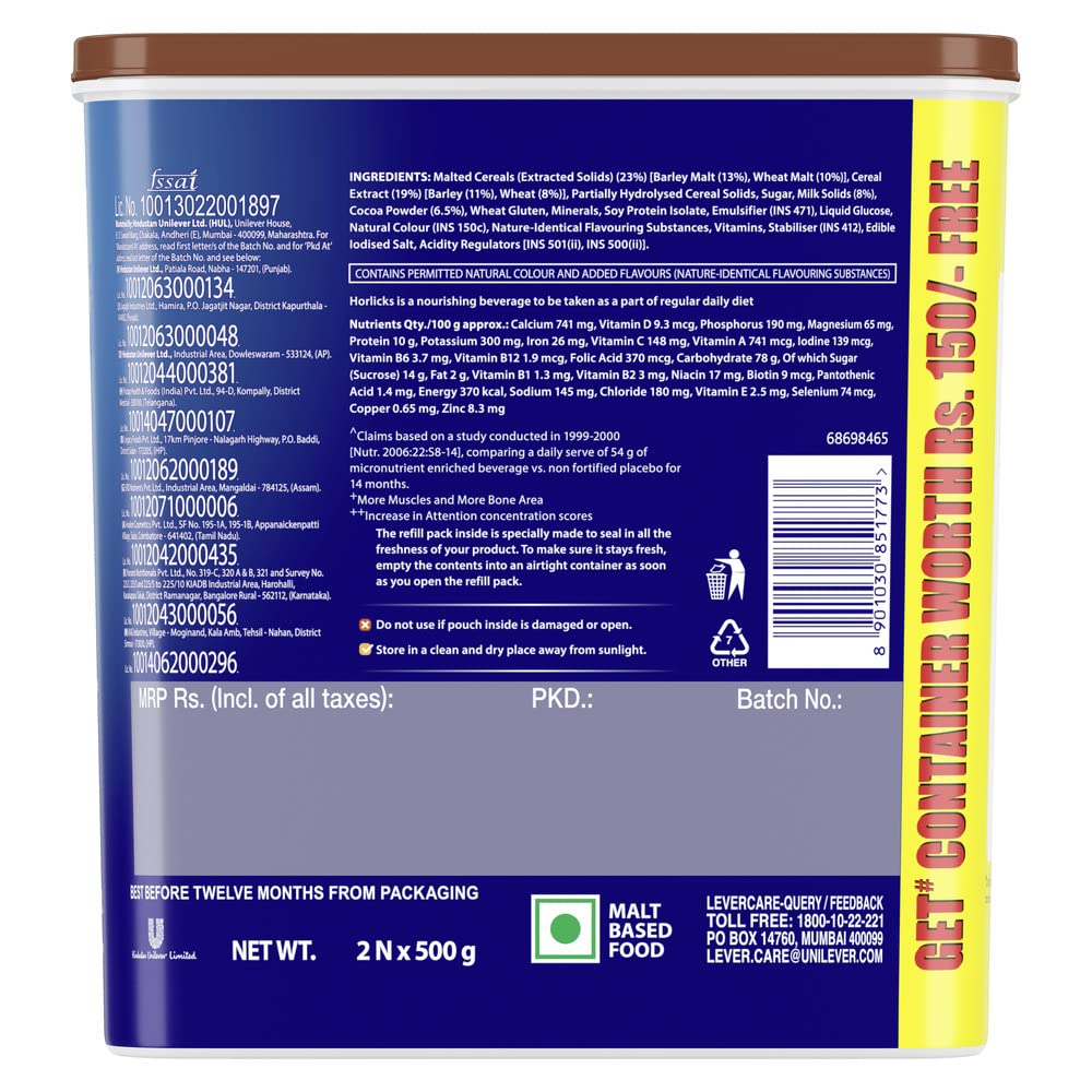 Horlicks Health & Nutrition Drink, Chocolate, 1 Kg Container – view 2