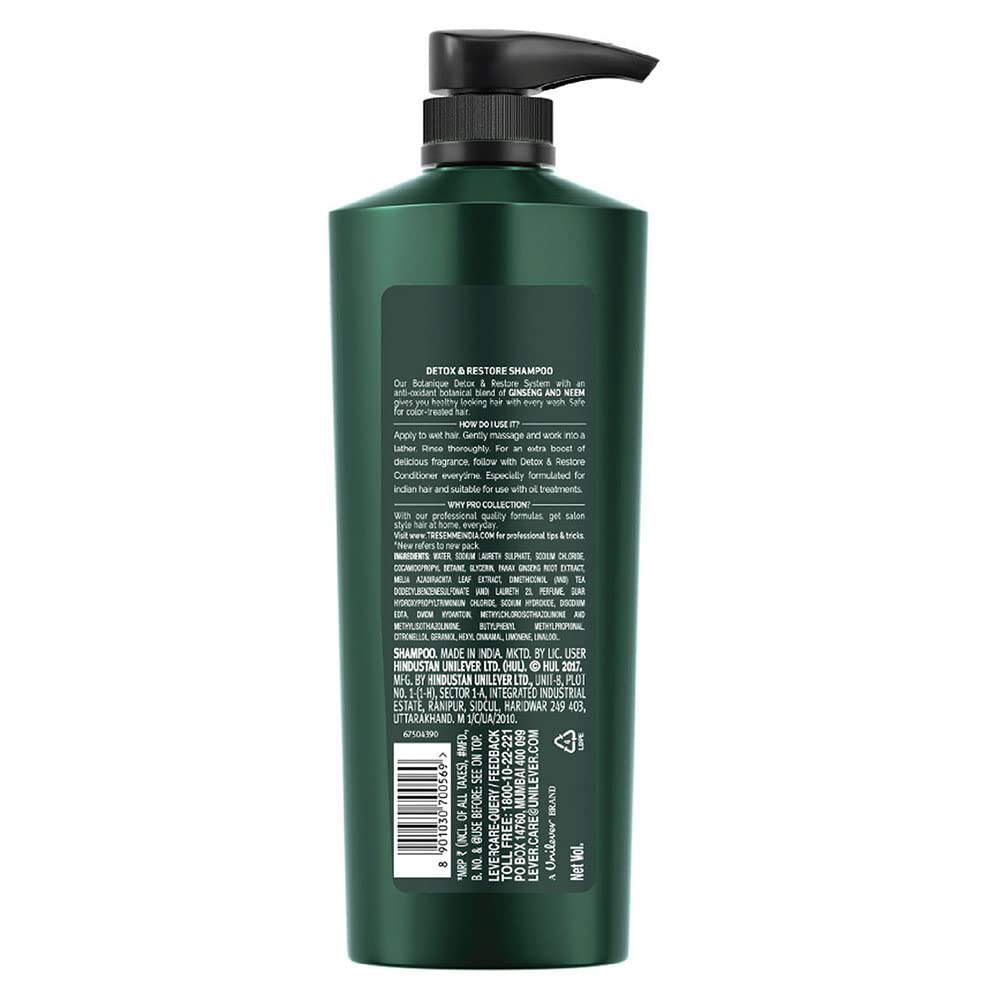 Tresemme Detox & Restore Shampoo, With Ginseng And Neem, No Dyes, No Parabens, Safe For Colour-Treated Hair, 580 ml – view 2