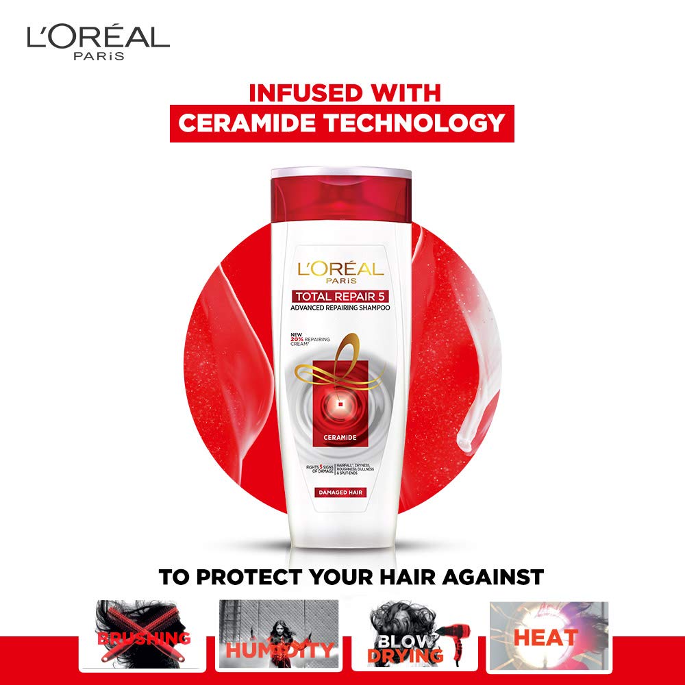 L'Oreal Paris Total Repair 5 Shampoo 704ml Combo with Conditioner, 192.5ml + Serum, 40ml FREE – view 4
