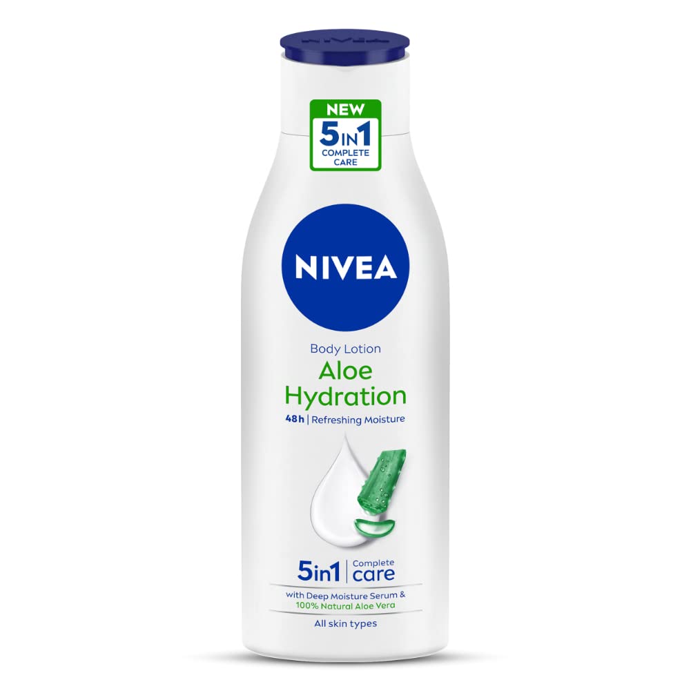 NIVEA body lotion bottle with aloe hydration label 200 ml