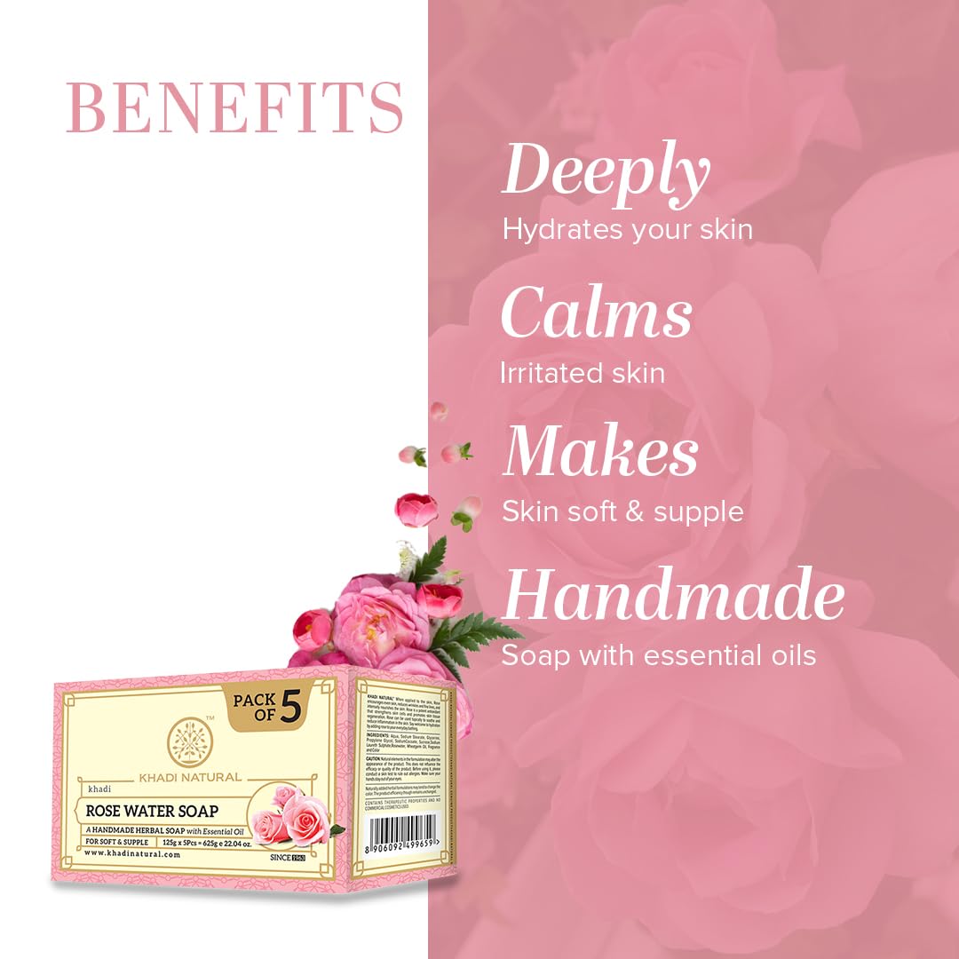 KHADI NATURAL Ayurvedic Rosewater Handmade Soap – view 2