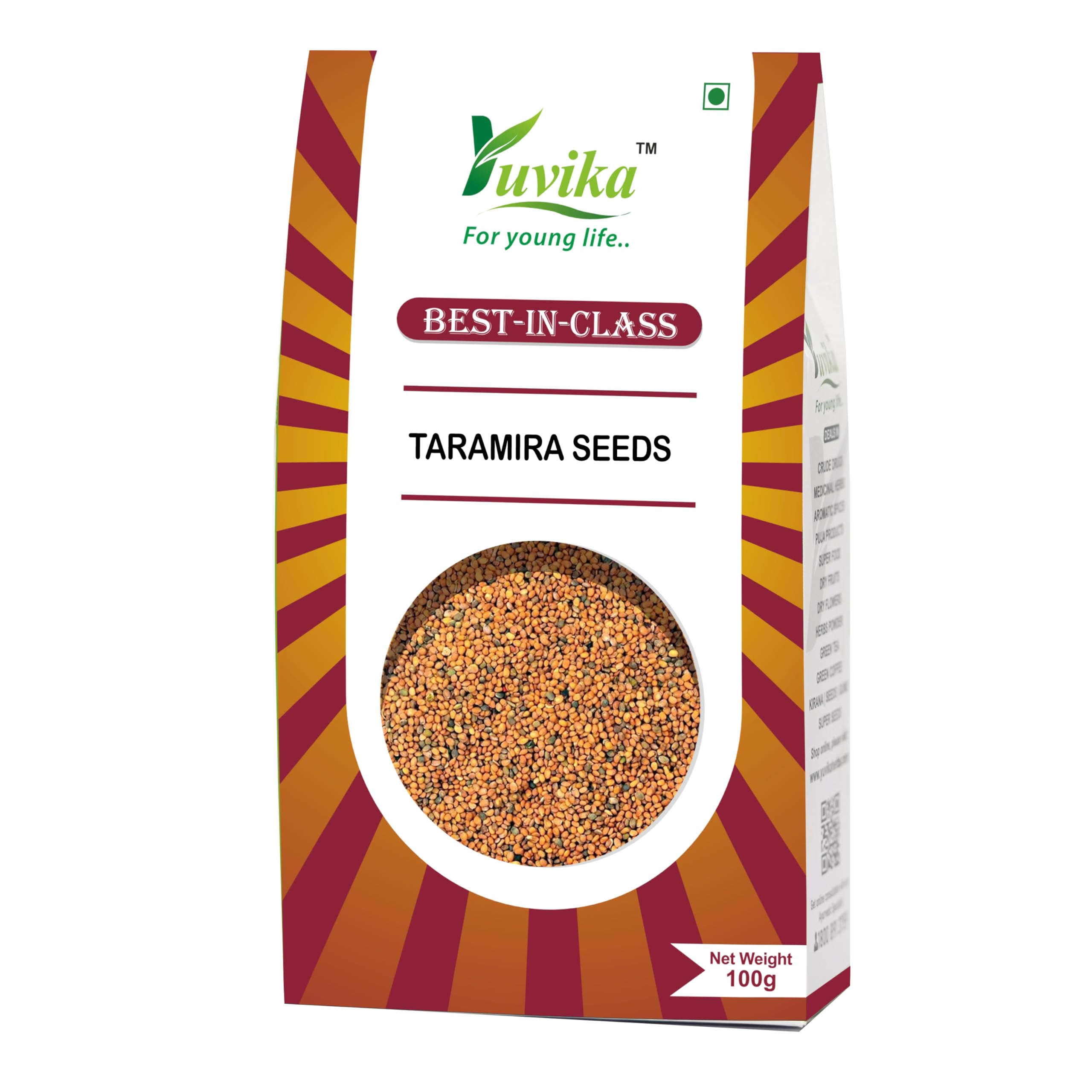 Yuvika taramira seeds whole natural 100 gram pack front
