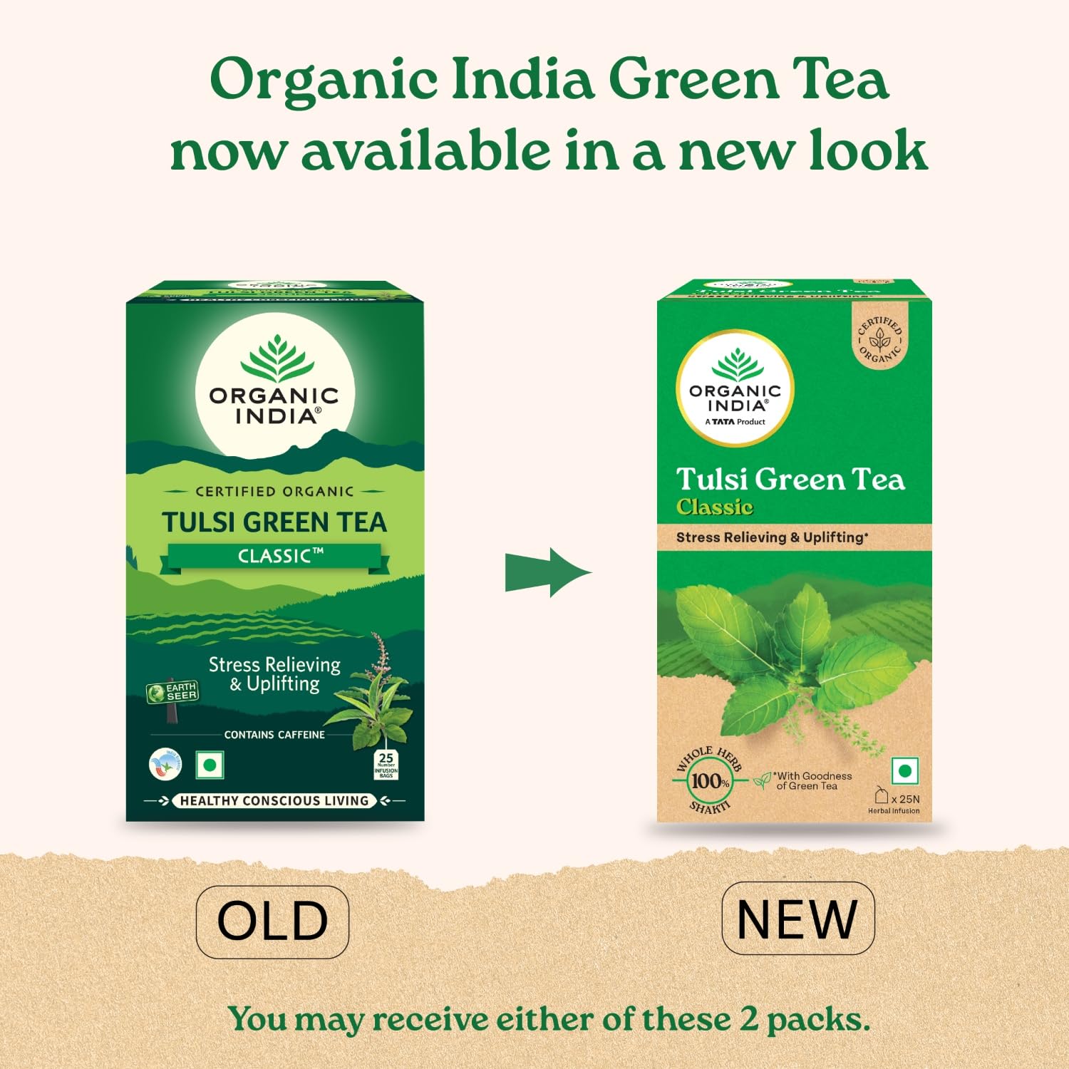 A TATA Product - Organic India Tulsi Green Tea Classic - 25 Tea Bags, Uplifts Mood, Rich in Antioxidants, Blend of Rama, Krishna & Vana Tulsi, Certified Organic – view 2