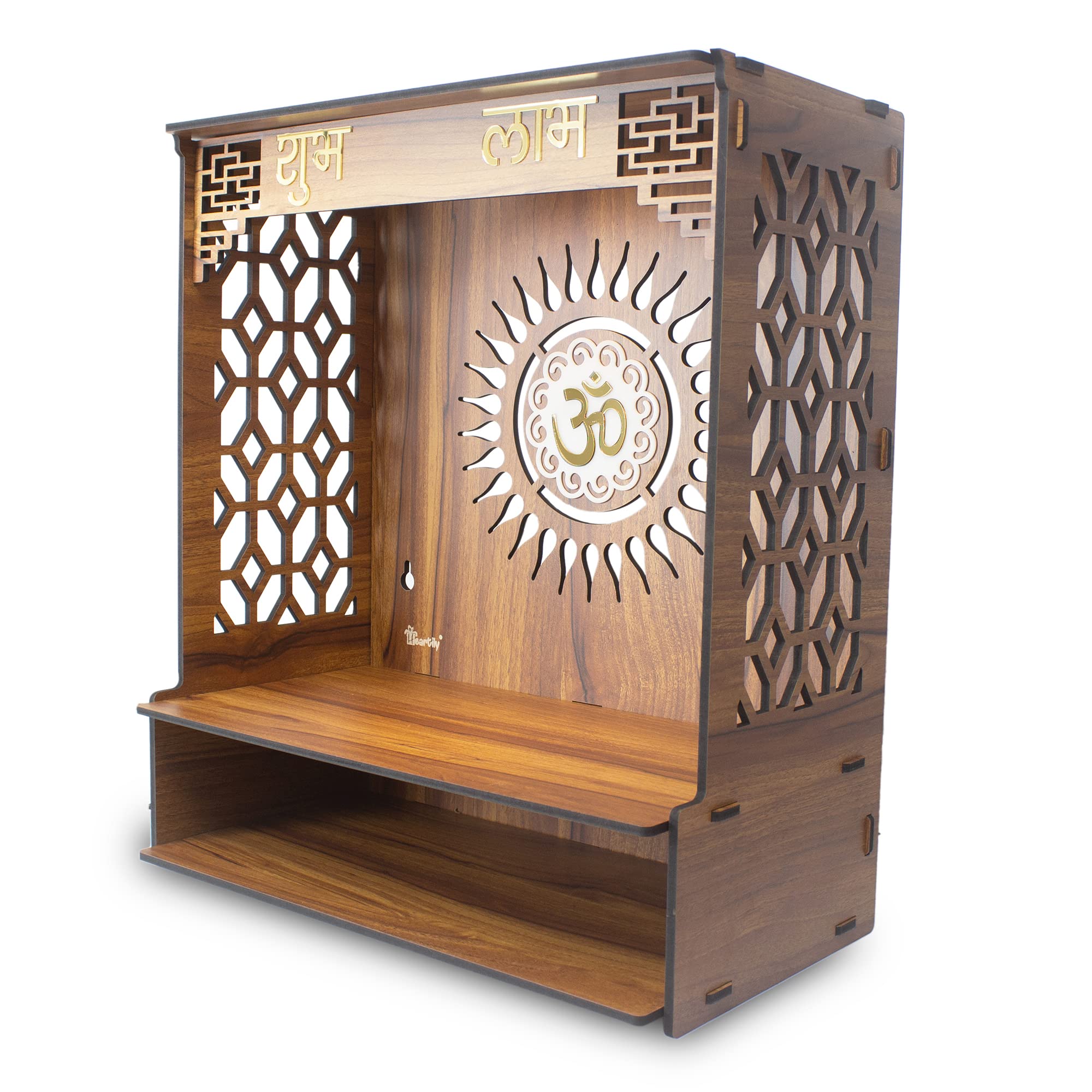 Heartily PAVITR Beautiful Wooden Pooja Mandir for Home Temple for Home and Office Pooja Stand Modern Puja Mandir for Home Wall with LED Spot Light Size (18, L- 16, W-8.75 Inch) – view 5