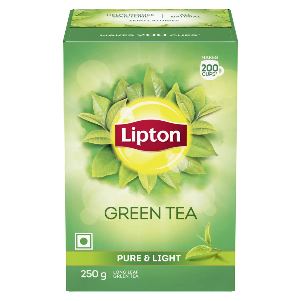Lipton Pure & Light Loose Green Tea Leaves 250 g Pack, All Natural Flavour, Zero Calories - Improves Metabolism & Reduces Waist