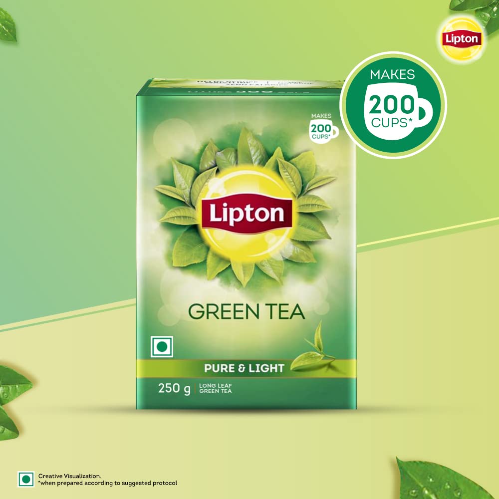 Lipton Pure & Light Loose Green Tea Leaves 250 g Pack, All Natural Flavour, Zero Calories - Improves Metabolism & Reduces Waist – view 6