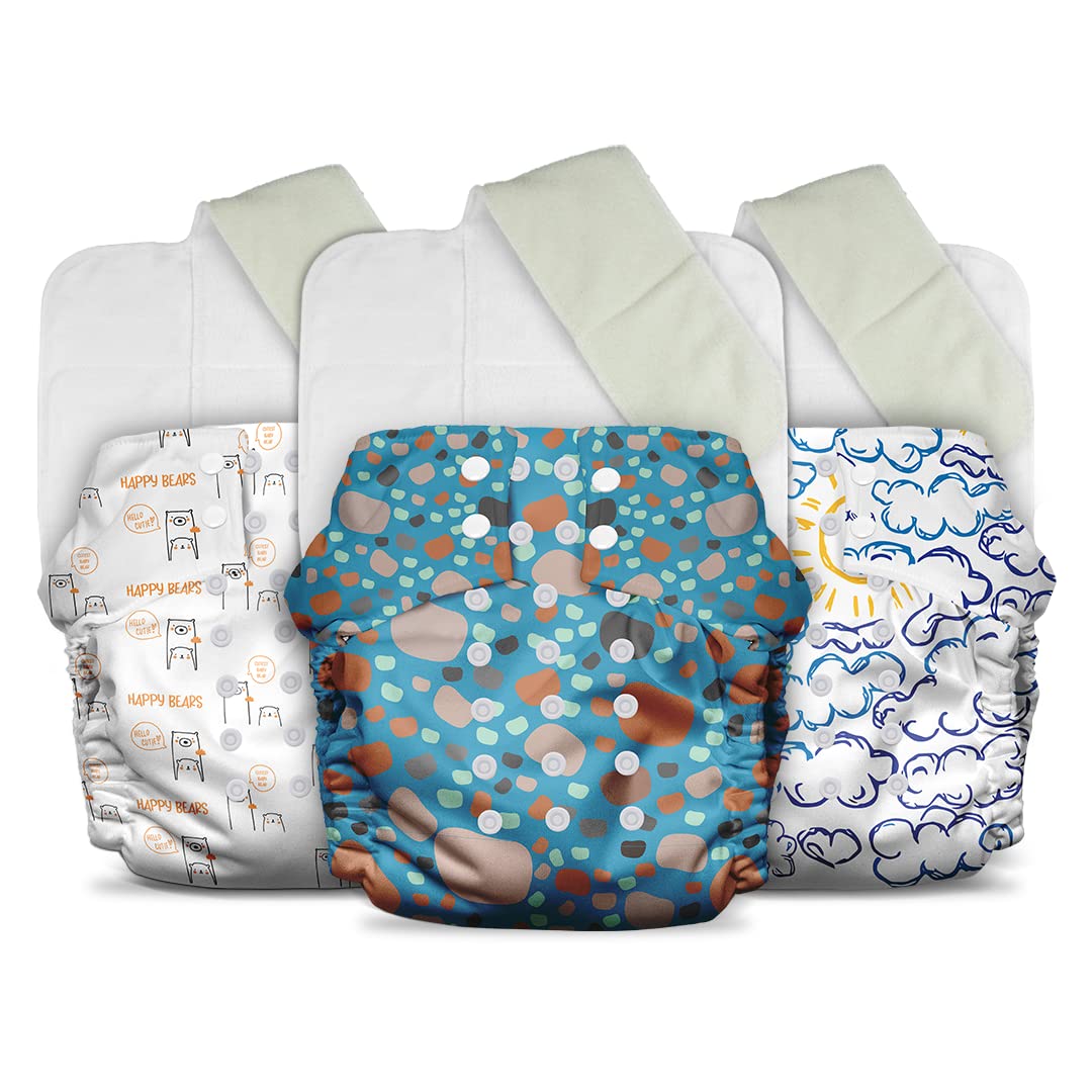Three Mother Sparsh reusable baby cloth diapers with soaker pads