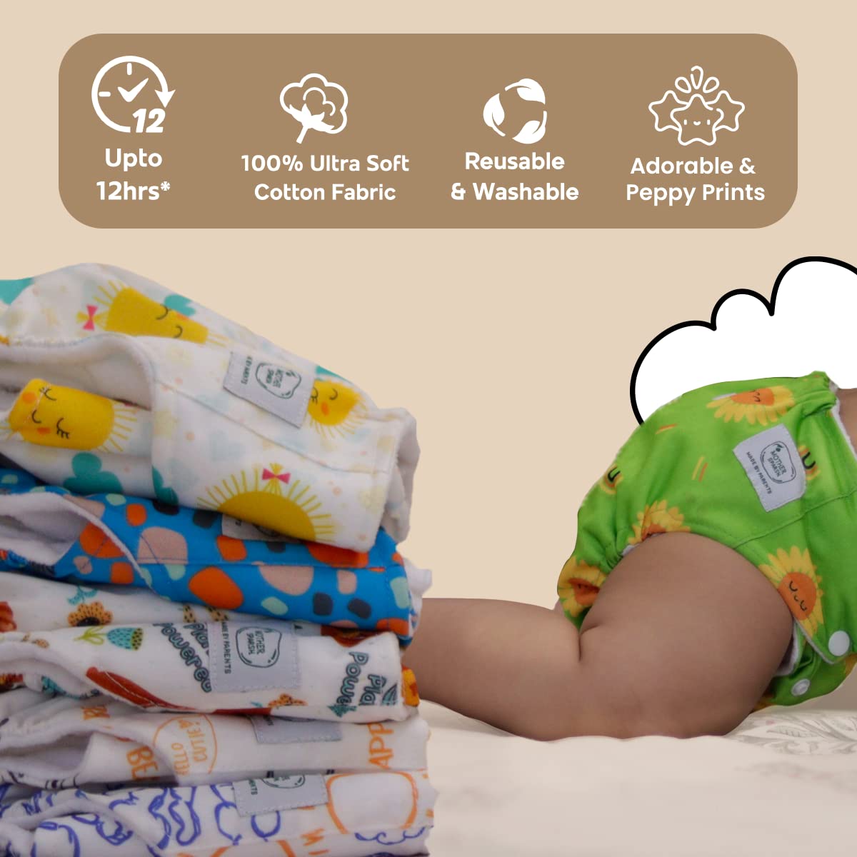 Mother Sparsh Plant Powered Cloth Diaper for Babies-Free Size – view 5