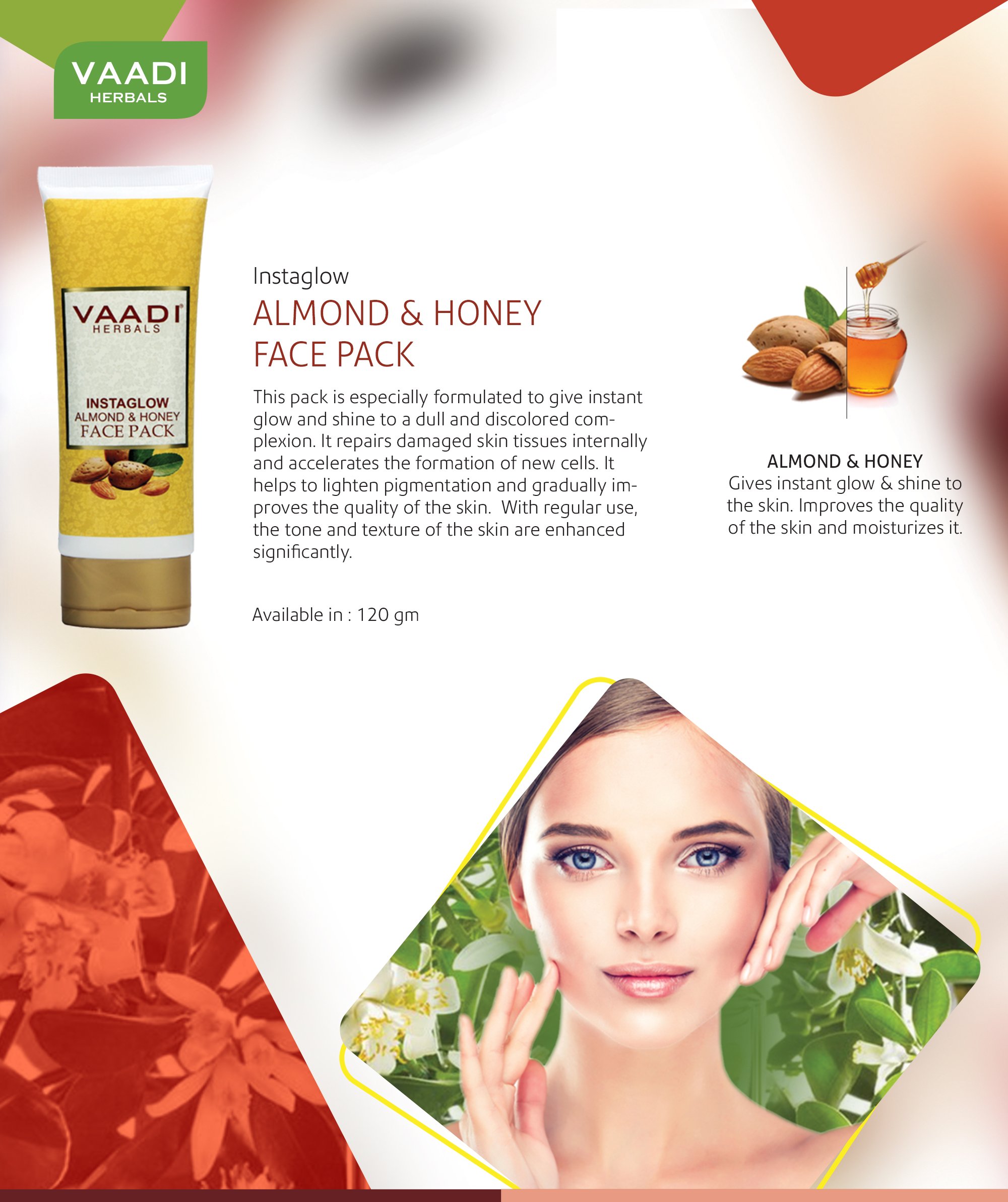Vaadi Herbals Instaglow Almond and Honey Face Pack, 120gx2 – view 3