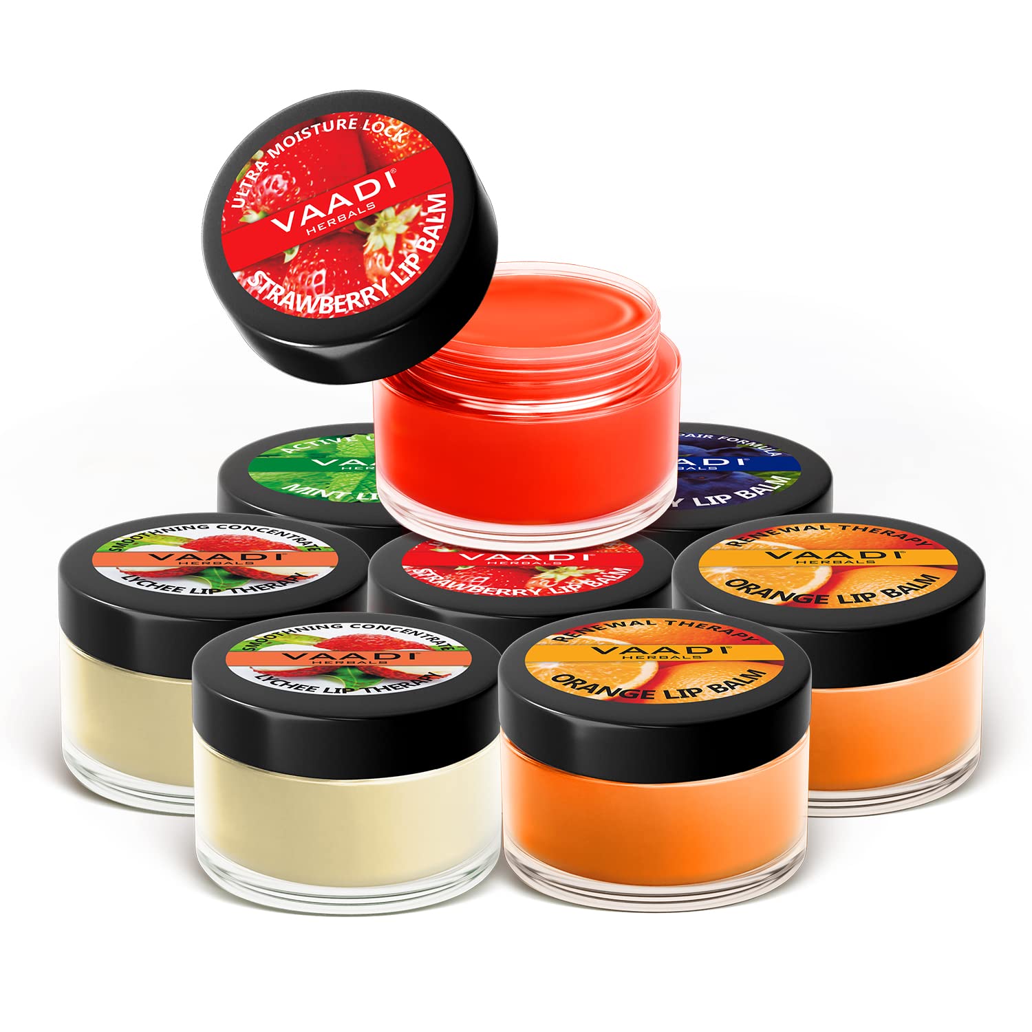 Vaadi Herbals assorted lip balm set of eight balms