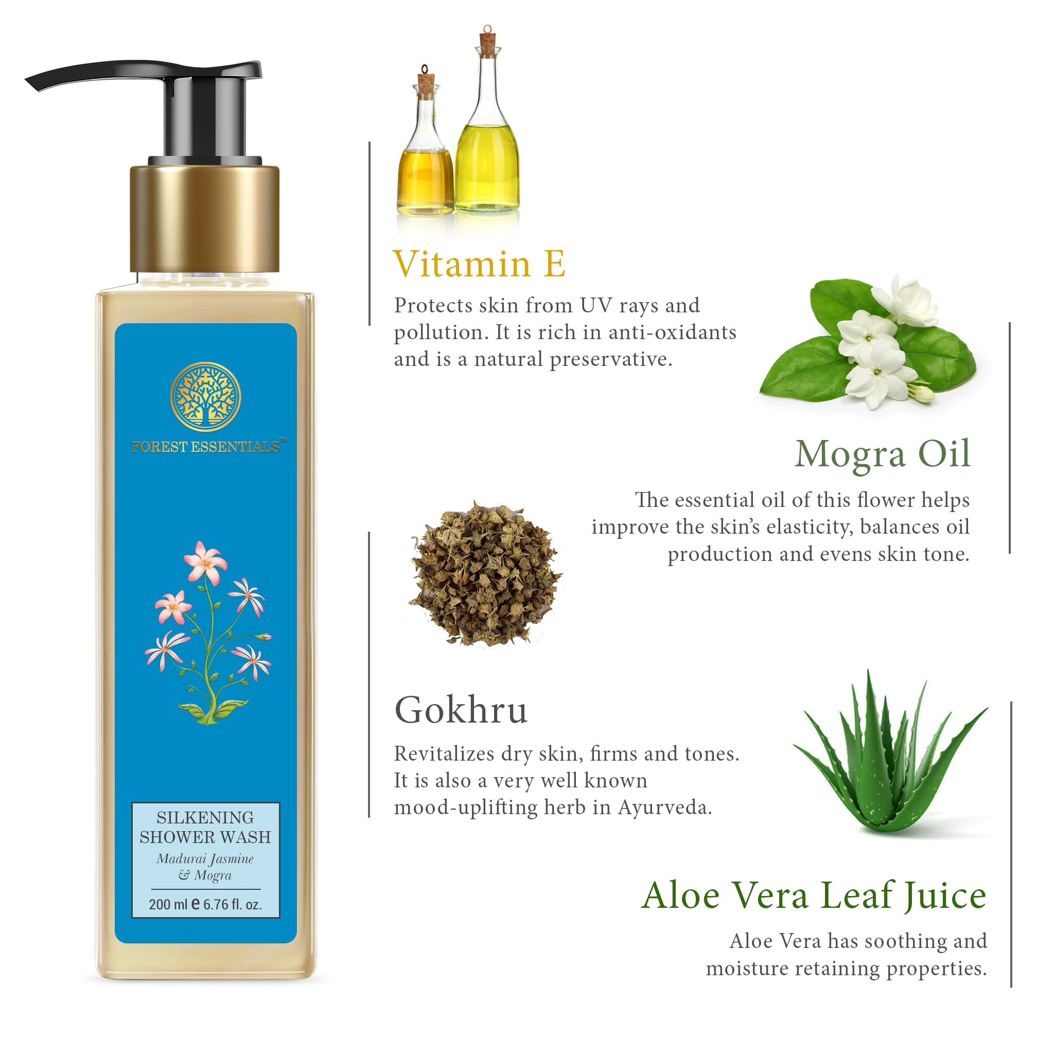 Forest Essentials After Bath Oil Madurai Jasmine & Mogra & Forest Essentials Silkening Shower Wash Madurai Jasmine & Mogra Combo – view 7
