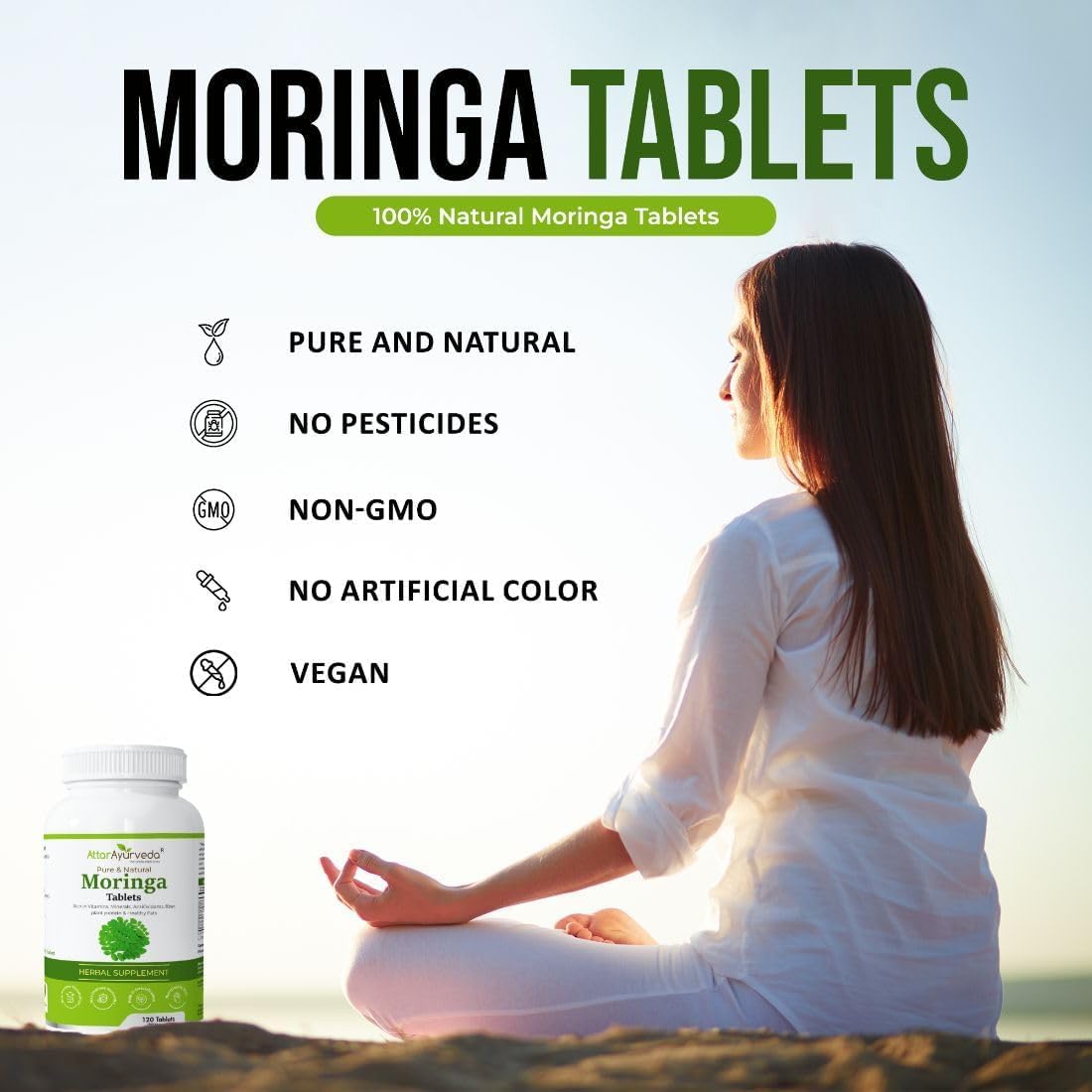 Attar Ayurveda Moringa Tablets 120 Tablets, 500 mg each – view 2