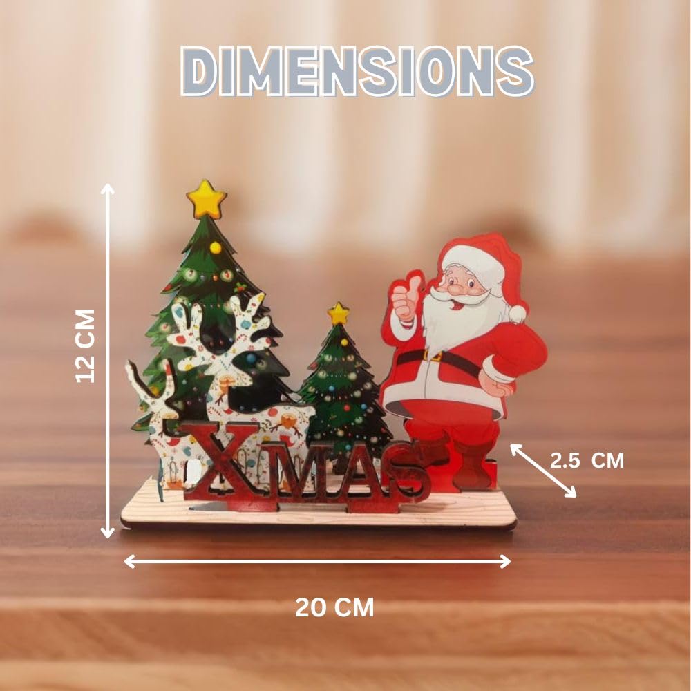CraftVatika Merry Christmas Decorations for Table Showpiece for Xmas Decoration for Home & Office, Table Decor, Christmas Decoration Items, Xmas Ornaments Gifts MDF Wooden Tabletop Home Decor Items – view 3