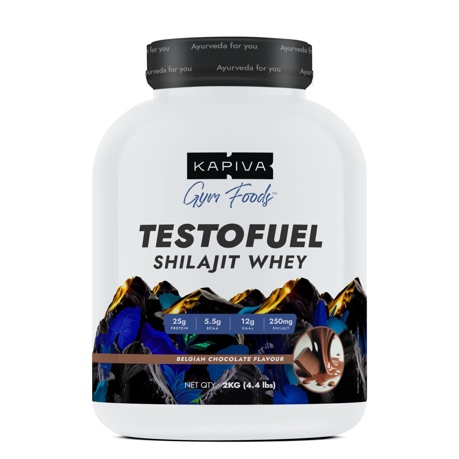Kapiva chocolate shilajit whey protein jar, 2 kg pack