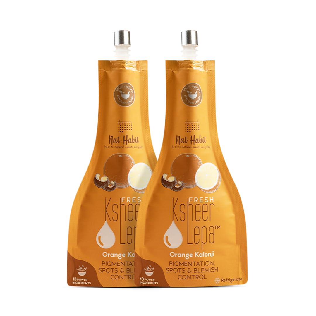 Nat Habit Orange & Kalonji Ksheer Lepa | Orange Peel Powder Face Pack for Pigmentation, Spots & Blemishes | Face Mask Powder for Women & Men | Natural Facial Mask & Skincare, Pack of 2 X 40g
