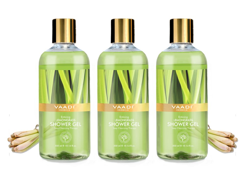 Three-pack Vaadi Herbals enticing lemongrass shower gel