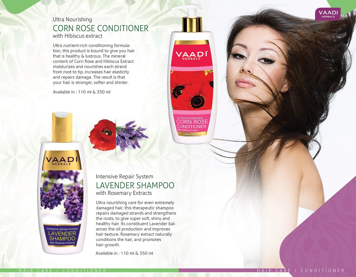 Vaadi Herbals Lavender Shampoo, 350ml with Corn Rose Conditioner, 350ml – view 3