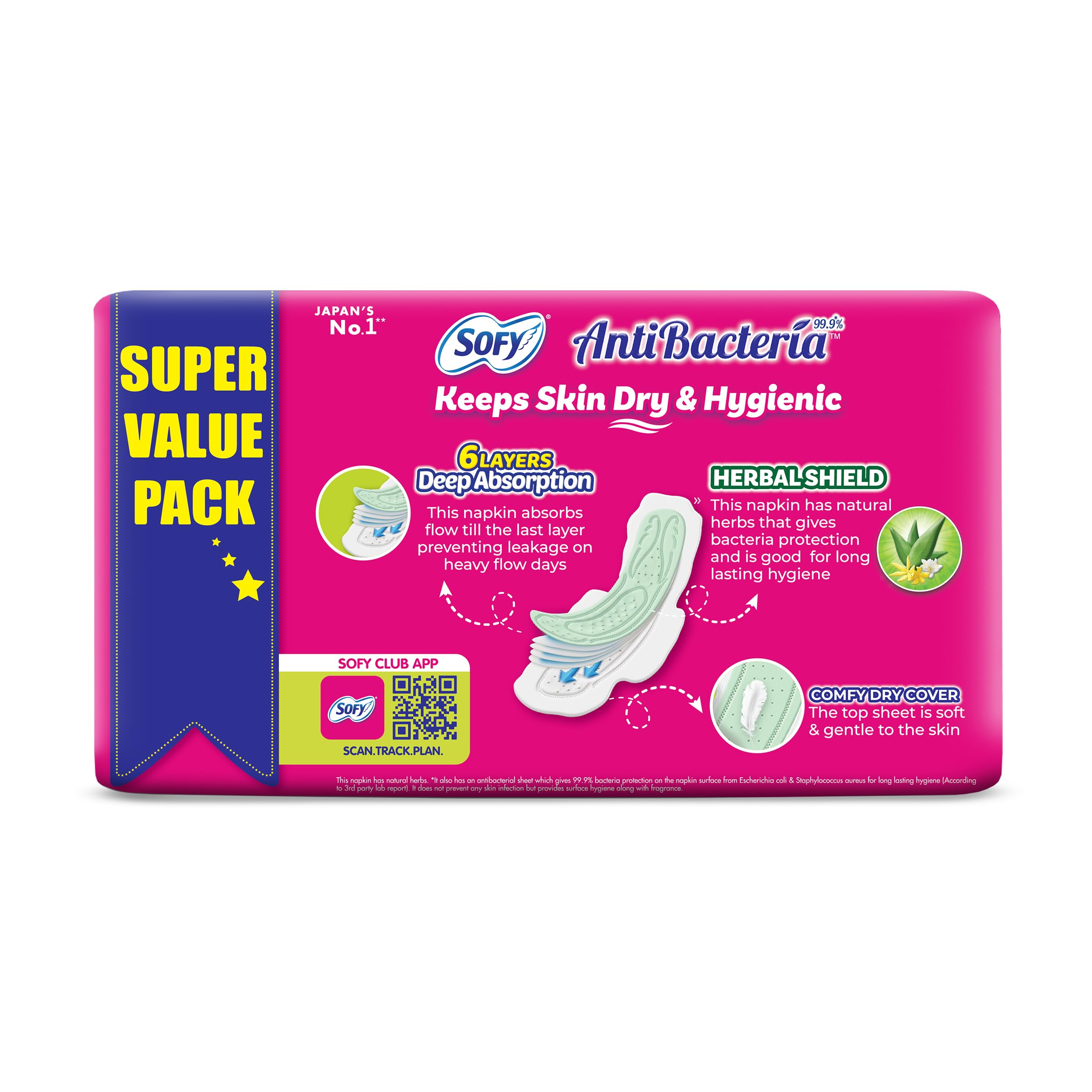 Sofy Women Anti Bacteria Extra Long Sanitary Pads, X-Large, Pack Of 48, 1 count – view 2