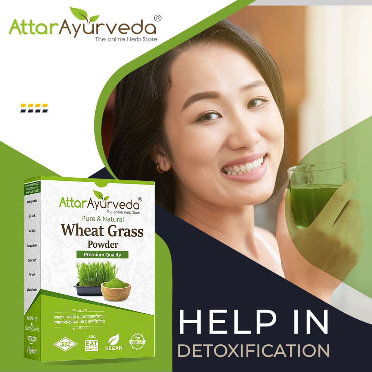 Attar Ayurveda 100% Natural Wheat Grass Powder (100 Gram) – view 4